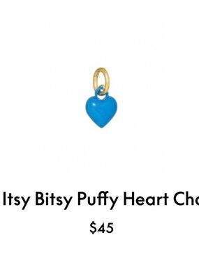 Roxanne Assoulin The Itsy Bitsy Puffy Heart Charm Blue firm price